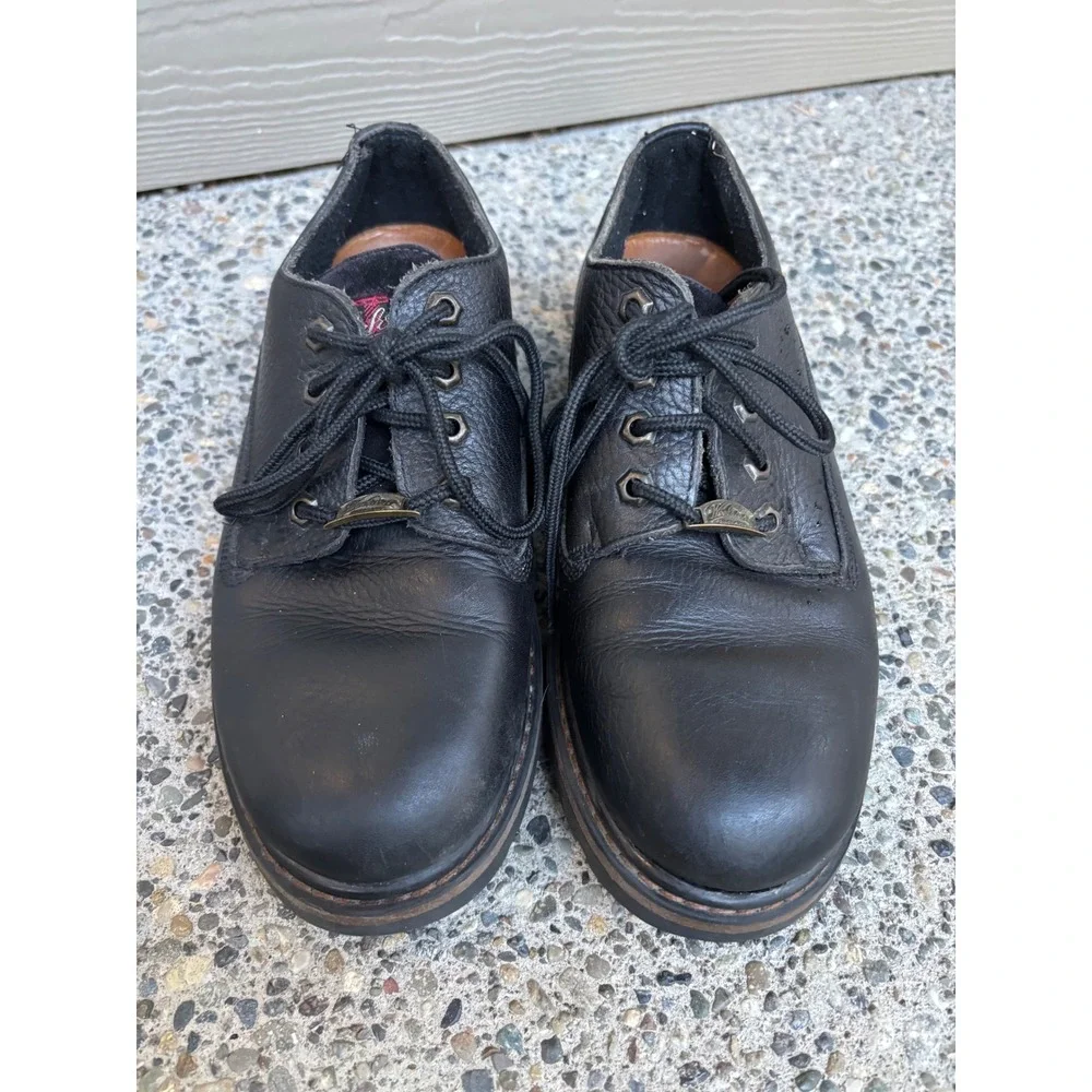 Woolrich Mens Black Pebbled Leather Lug Sole Oxford Shoes Size 9 Rugged Workwear